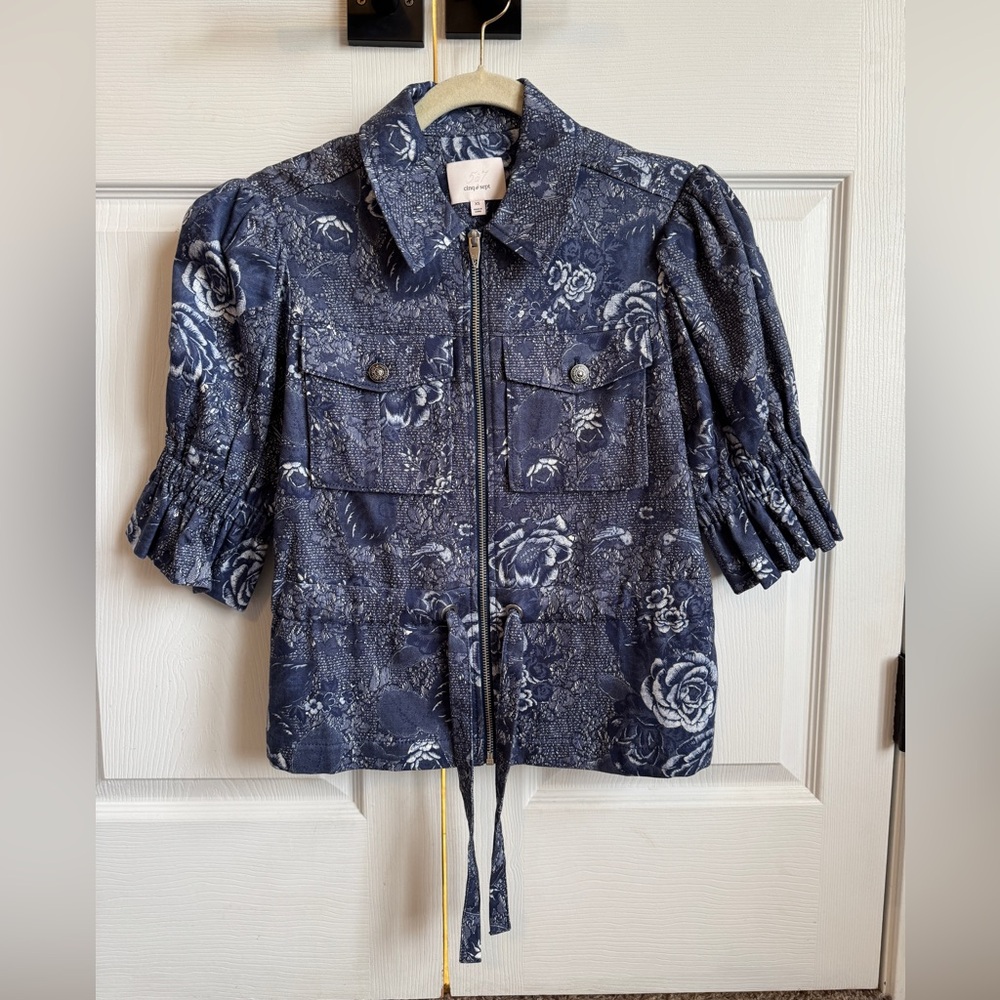 NWOT CINQ Á SEPT Adie Floral Puff Sleeve Jacket - Picture 3 of 8